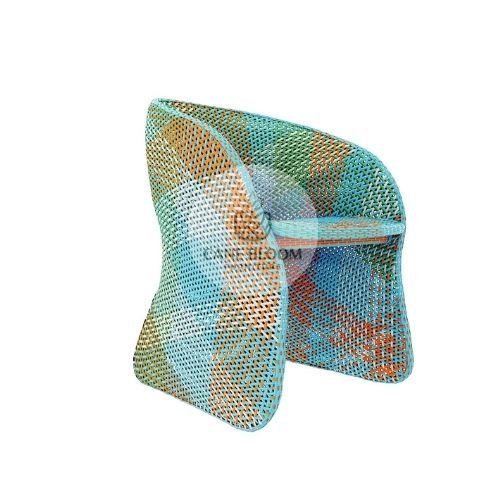 Compact Wicker Outdoor Dining Chair with Cushion