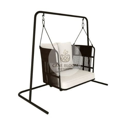 Rope-Woven Double Seater Outdoor Swing with Cushions