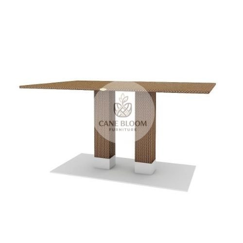 Compact Wicker Outdoor Dining Table with HPL Top