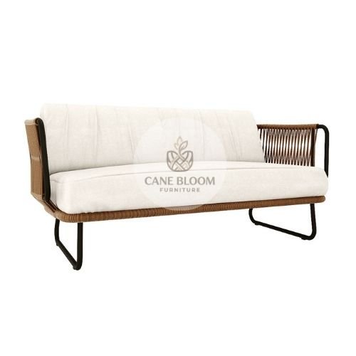 Contemporary Rope-Woven Double Seater Sofa with Cushion