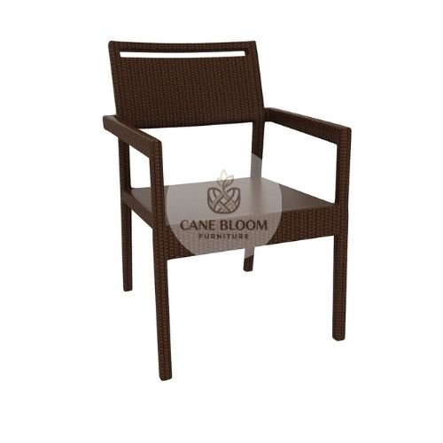 Handwoven Outdoor Dining Armchair with Cushion