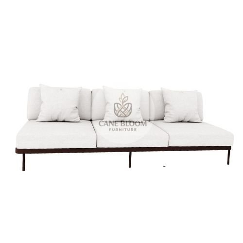 Armless Three-Seater Modular Outdoor Sofa with Cushions