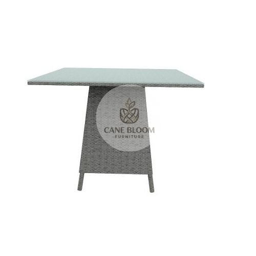 Square Woven Outdoor Dining Table with Toughened Glass