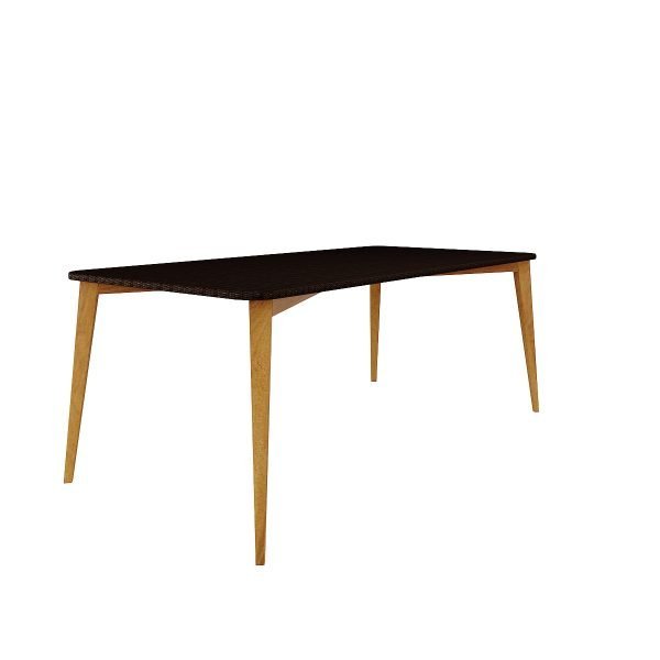 200 cm Rectangular Wicker Dining Table with Glass Top
