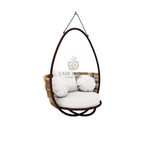 Compact Rope-Woven Outdoor Swing with Cushion