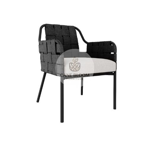 Woven Outdoor Dining Armchair with Cushion