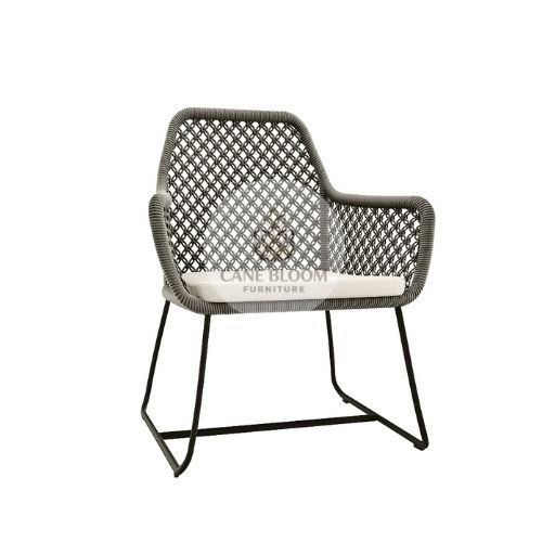 High-Back Stackable Outdoor Dining Armchair with Cushion